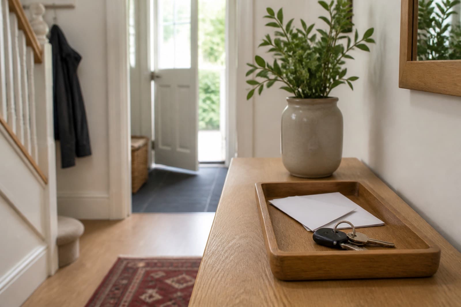 Entry catchall tray — in a home setting