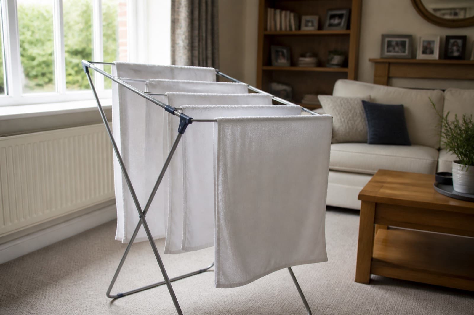 Folding airer — in a home setting