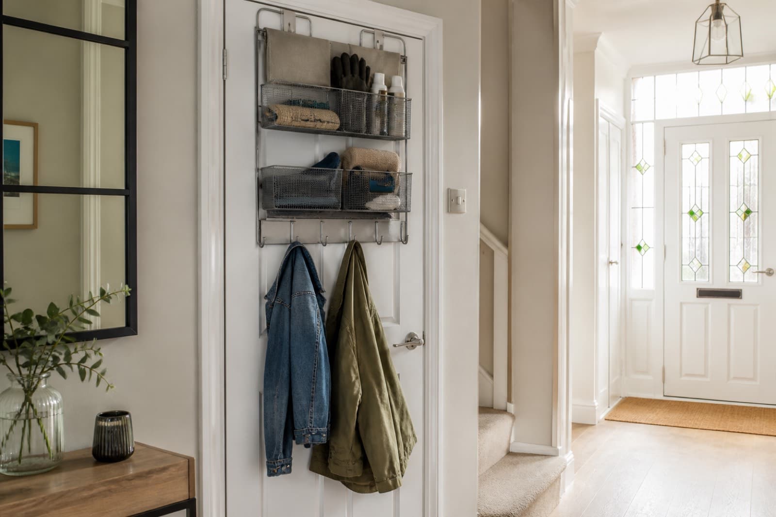 Over-door organiser — in a home setting